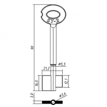 СТУВ-2  (90х16.2x21.3мм) (сейф 5.3х3.6мм)