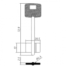 ЧИЗА-1кор заготовка ключа  (без покрытия) (без пластика)